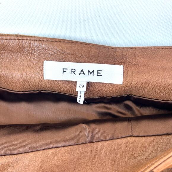 Frame Patchwork Mini Skirt Saddle Suede Leather Brown Tan Shirt Size 29 - Picture 5 of 12